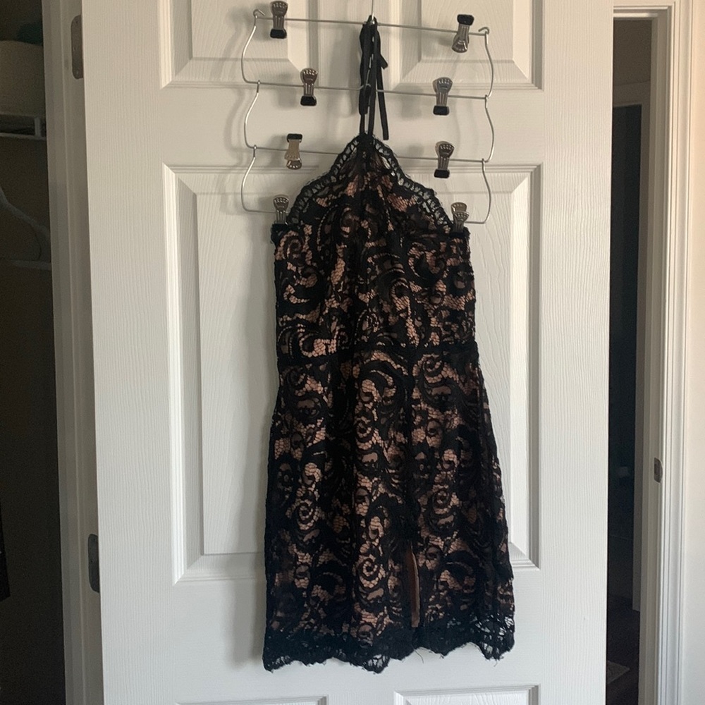 Tobi Nude Lined, Black Lace Dress Size S